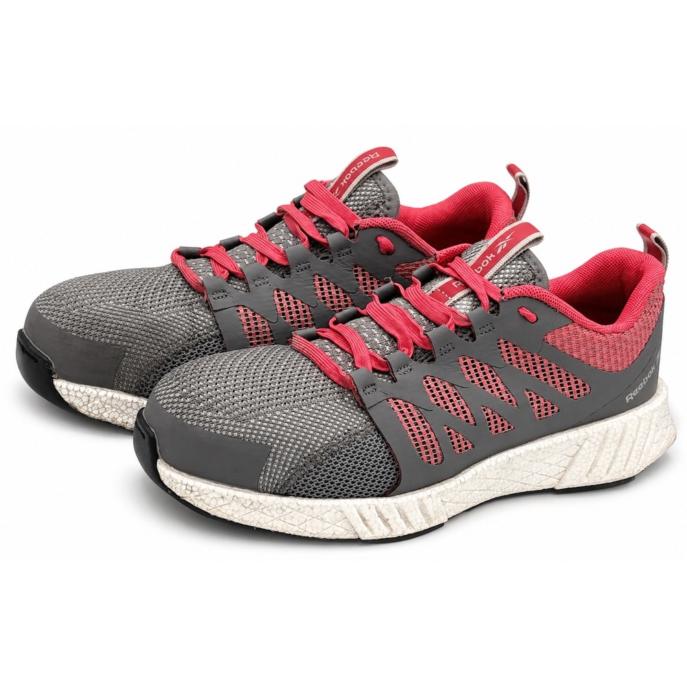 Reebok Fusion Flexweave Womens 7 Grey Pink Composite Toe Work Safety Shoes RB312